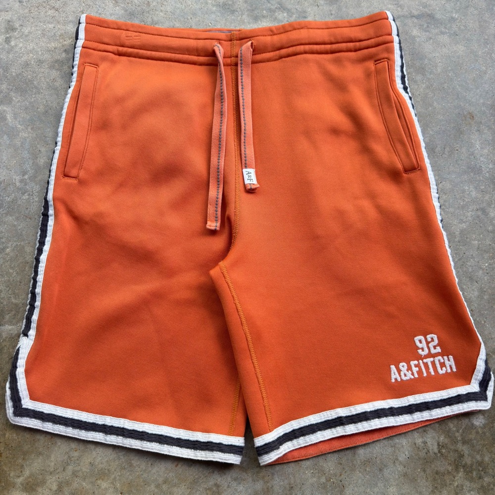 Vintage Y2K Abercrombie & Fitch Embroidered Sweat Shorts Orange Large (j2)